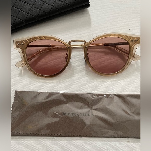 Bottega Veneta BV0117S 006 Gold orange Metal Frame 48-21-145 sunglasses cat eye